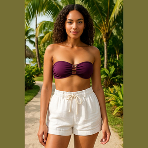 𝅺Deep purple strapless bikini top Small